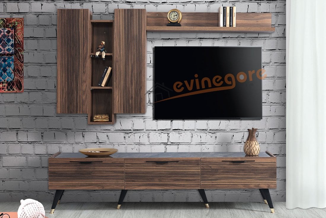 Cunda Ceviz Tv Ünitesi Tv Ünite Üst Modül