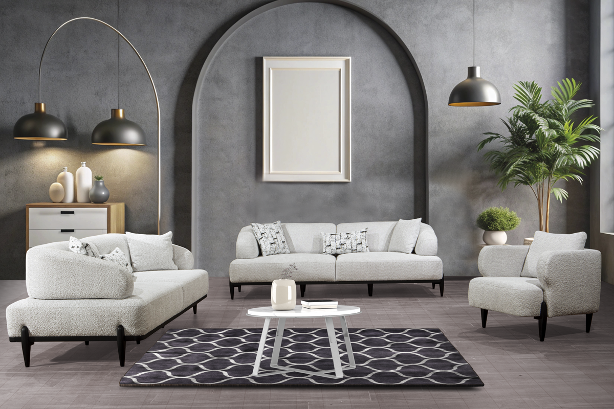 Roma Siyah Koltuk Takımı Üçlü Koltuk