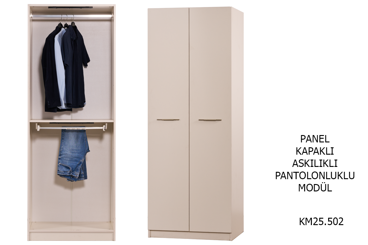 Valeron Yatak Odası(Panel) Panel Kapaklı Pantolonluklu Modül (80 cm)